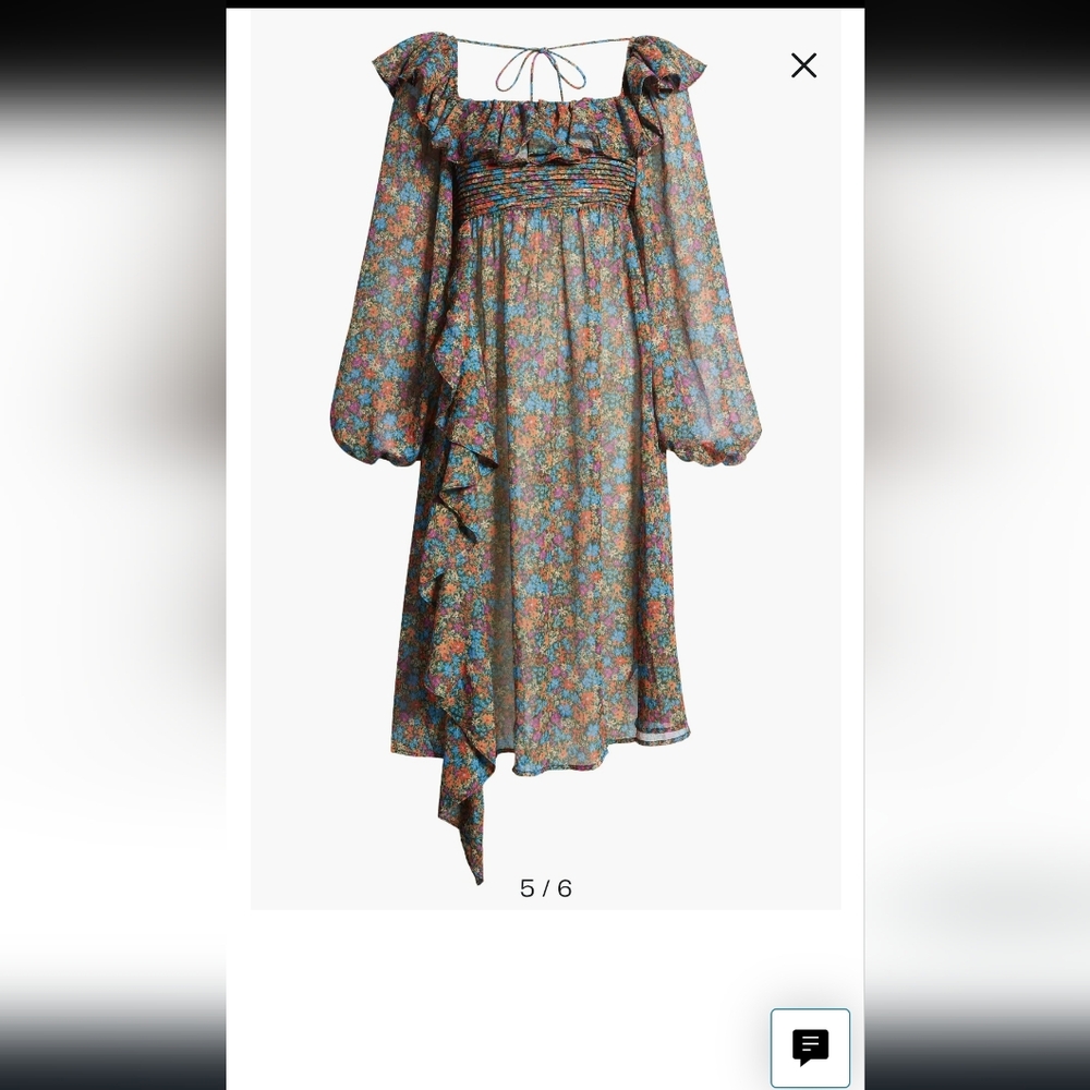 For Love & Lemons Brittany Floral Print Long Sleeve Midi Dress - Picture 6 of 9